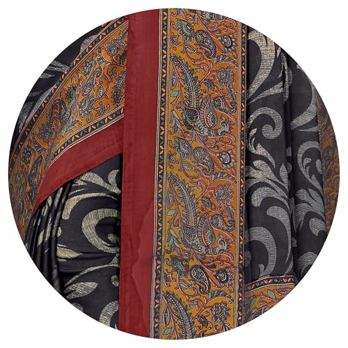 Image of MIRCHI FASHION Saree for Woman Chiffon Kalamkari Design | Professional Office Wear Lightweight Sari for All-Day Comfort with Blouse (Available in 15 Colors)