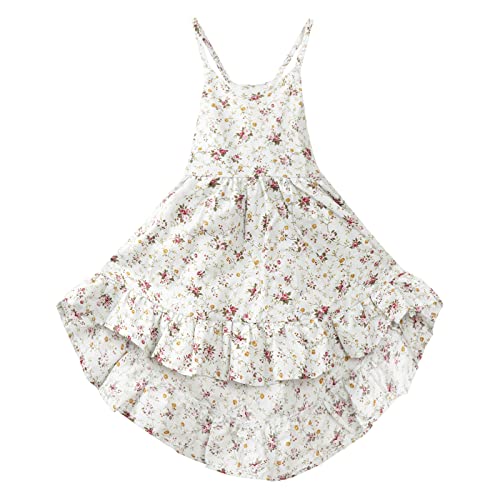 Mud Kingdom Floral Girls Party High Low Boho Dress Midi Length Sleeveless Vintage Beach Holiday