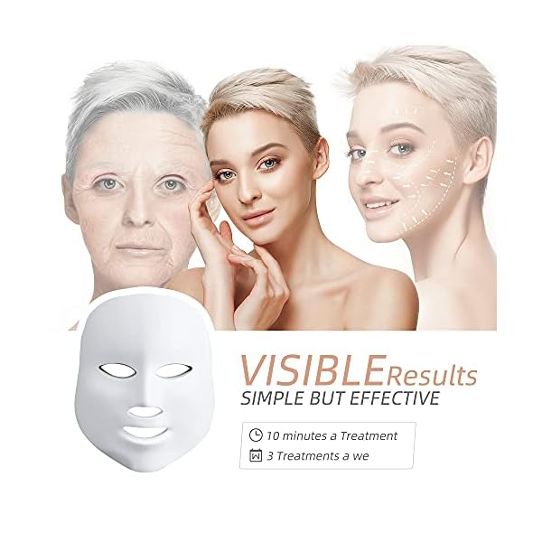 AMZGIRL LED Mask Light Therapy| 7 Color Skin Rejuvenation Therapy LED Photon Mask Light Facial Skin Care Anti Aging Skin Tightening Wrinkles Toning Mask Home Light Therapy Facial Care Mask Daily Care