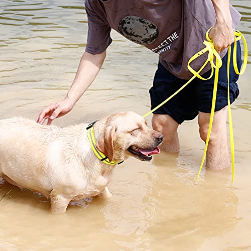 Image of Nimble Reflective Waterproof Dog Collar Adjustable Odor Resistant Easy Clean Pet Collar for Small Medium Large Dogs Night Walking Outdoor Rainy Use (Medium (11.81 inch-18.5 inchinches), Fluorescent Yellow)