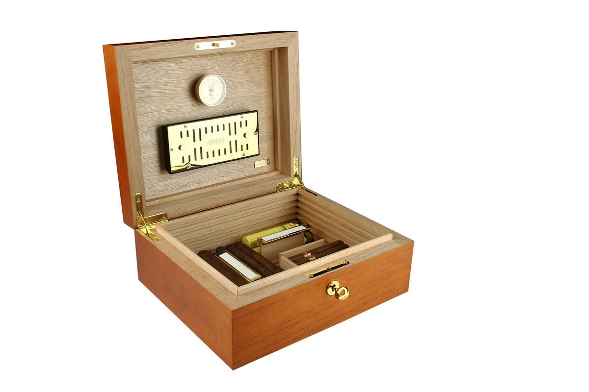 adorini Humidor Cedro - Deluxe | bordée de placage de Bois de cèdre pour Les Conditions de Stockage et de Maturation idéale des cigares, jusqu'à 75 cigares - Brun Clair -