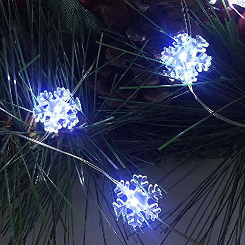2 Pack Battery Operated Mini Snowflake Led Fairy Lights with Timer 6 Hours on/18 Hours Off for...