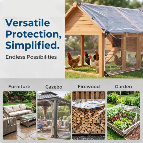 Small Clear Tarps Heavy Duty Waterproof Vinyl Tarp with Grommets 4x6ft - image 5