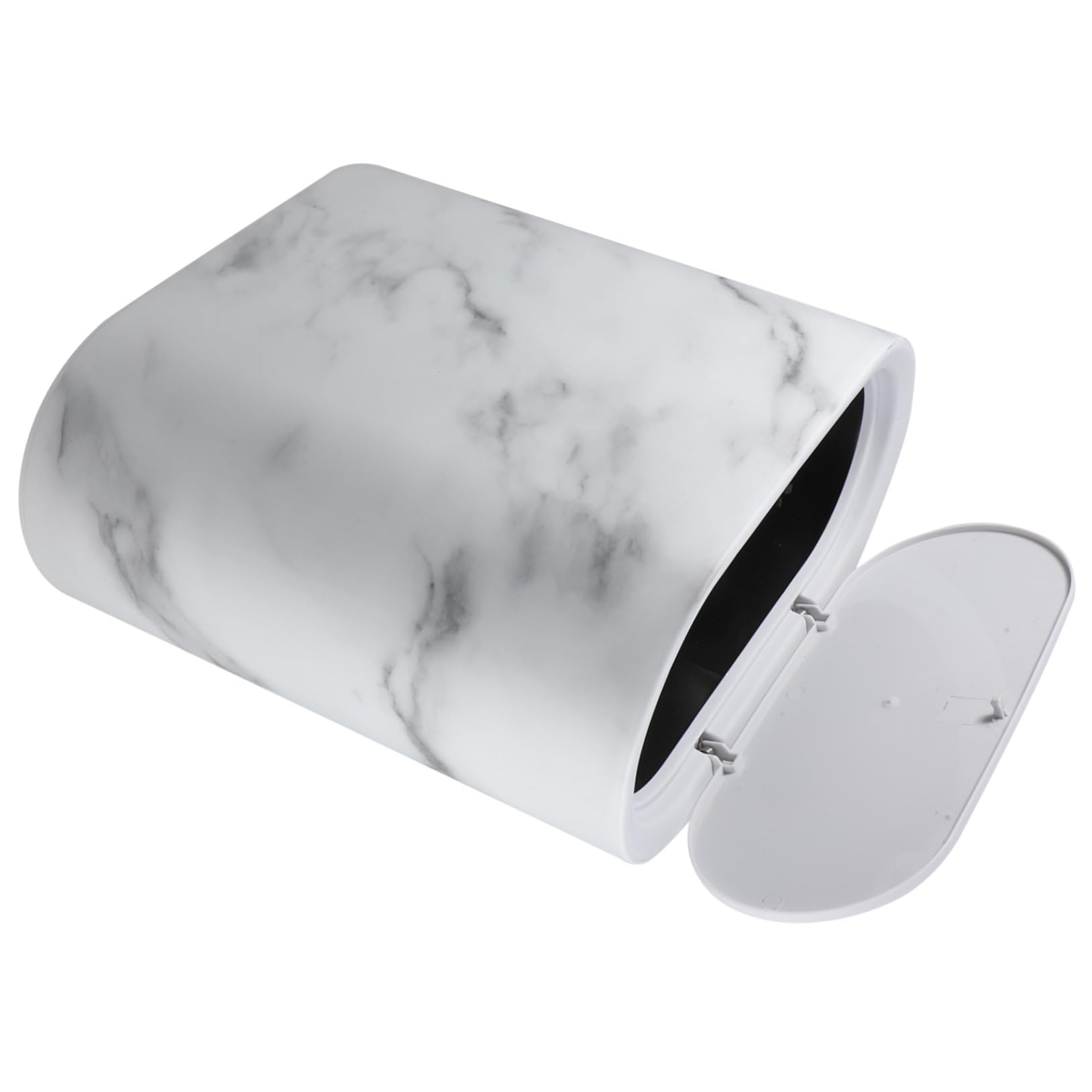 Decorative Plastic Trash Can Marble Look Slim Trash Can for Kitchen Bathroom Bedroom Office Small Trash Can with Lid