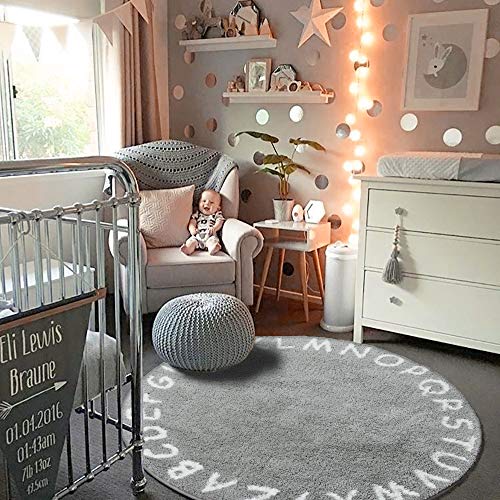 Lahome ABC Alphabet Kids Round Plush Rug #TOP8