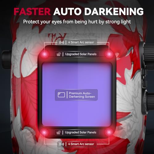 Image of ARCCAPTAIN Auto Darkening Welding Helmet, 3.94 inchX3.66 inch Large Viewing Screen True Color Welding Hood with 4 Arc Sensor Solar Powered, Wide Shade 4-5 /5-9 /9-13 Welding Mask