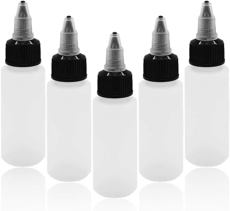 Baaxxango 30 Pack Dispensing Bottles with Twist Top Cap,Boston Round LDPE Plastic Squeeze Bottle,Empty Tattoo Ink Bottles (1oz/30ml)