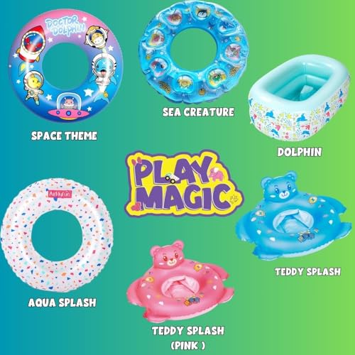 Image of PlayMagic AquaBub Dolphin Rectangular Inflatable Bathtub|Swimming Pool with Leg Support|Soft Material Portable Bath Tub|Travel Bathing Tub|Outdoor Toy for Kids 6-24 Months|Birthday Gift