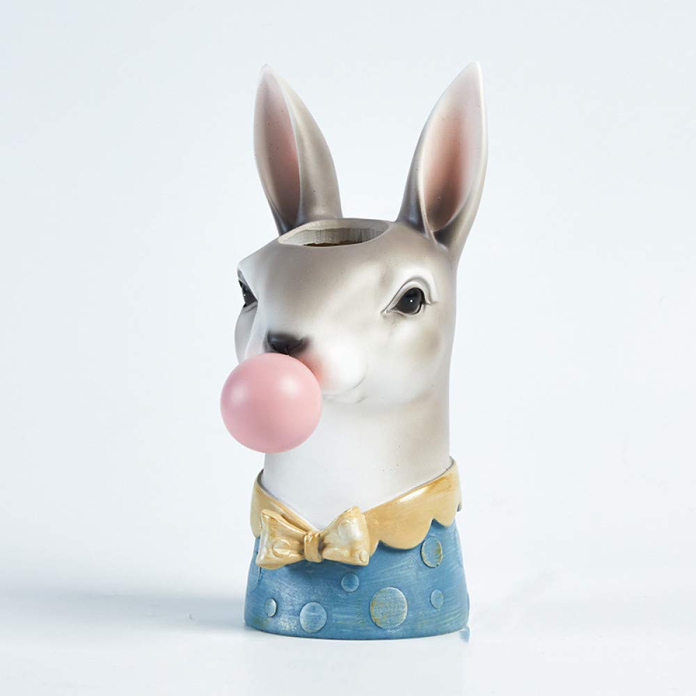 Pot de fleur lapin LIJUCAI en résine pour embellir une étagère de plantes