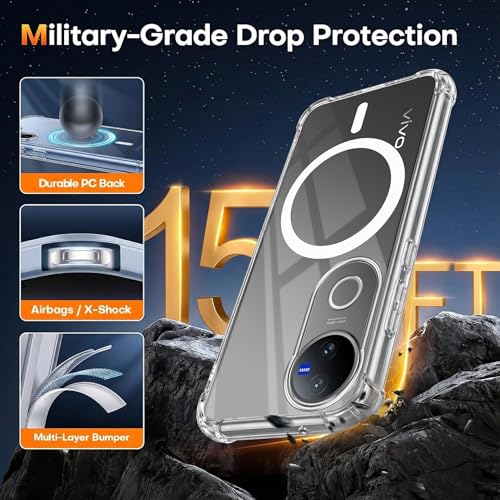 Image of Jkobi Shockproof Crystal-Clear Back Cover for Vivo V50 | Vivo V50e (Magsafe Wireless Support | Drop & Camera Protection | Hard Polycarbonate)