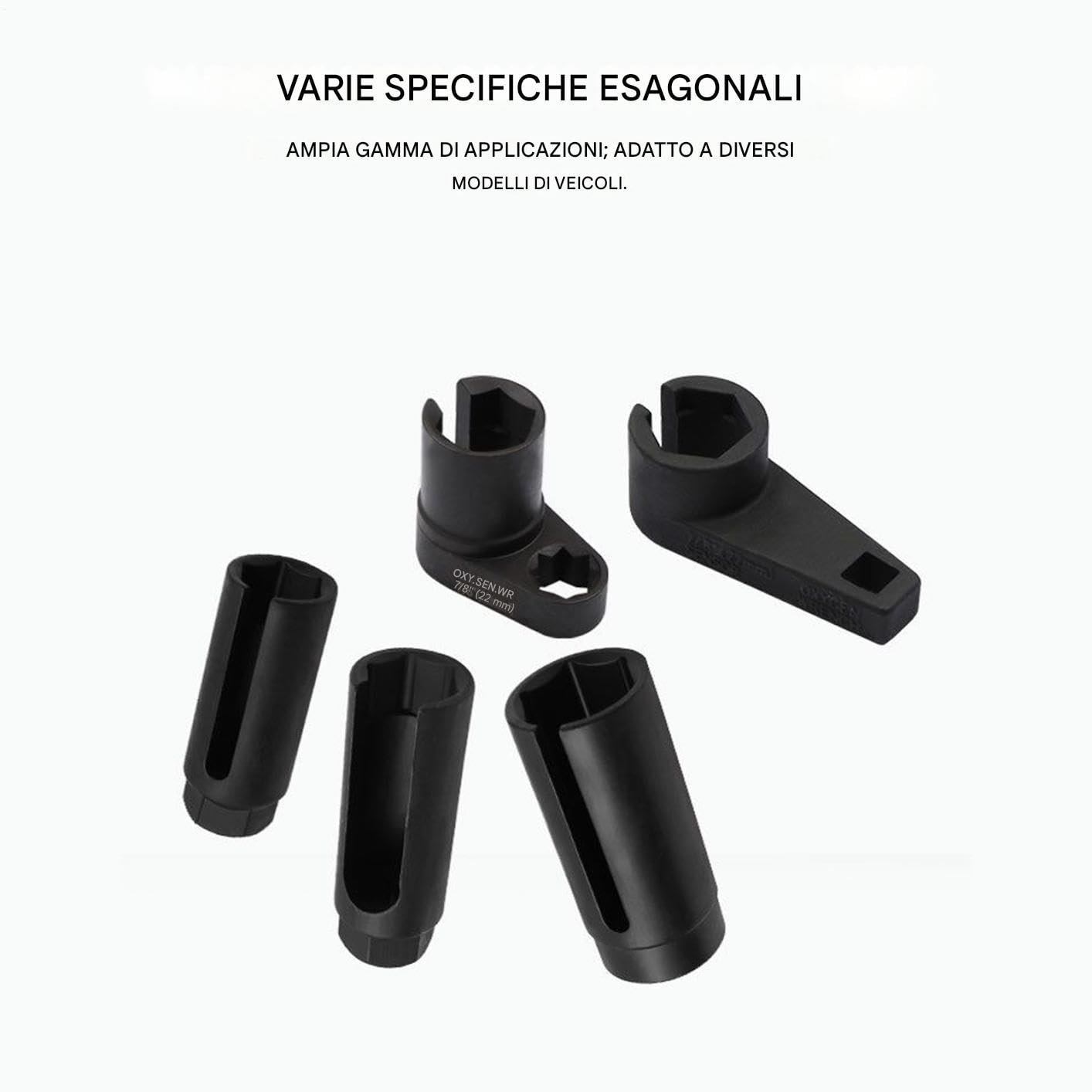 Generico Kit di Chiavi a Strumento Manuale Ergonomico Composto da 7 Pezzi | Kit Prese per Sensori Ossigeno per Manutenzione Veicoli Attrezzature Industriali Garage Officina