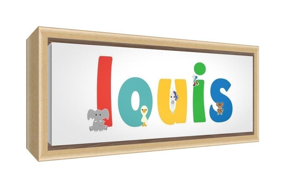 Little Helper with Colour Example Solid Wood Frame with Boy Name Canvas Louis 34 x 88 x 3 cm Wide