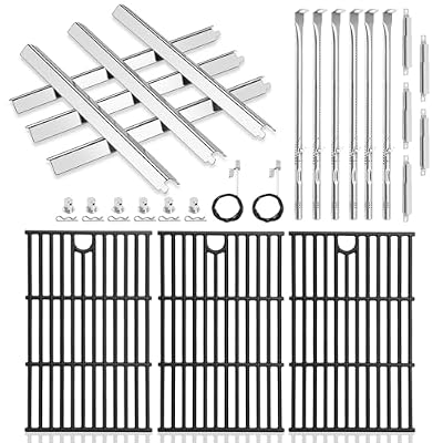 Criditpid Grill Replacement Parts for Charbroil 463229521 463229021 463228622 463259223 463284422, G426-0005-W1 Grill Grates, Heat Plates, Burners and Igniter for Charbroil Performance 6 Burner Grill