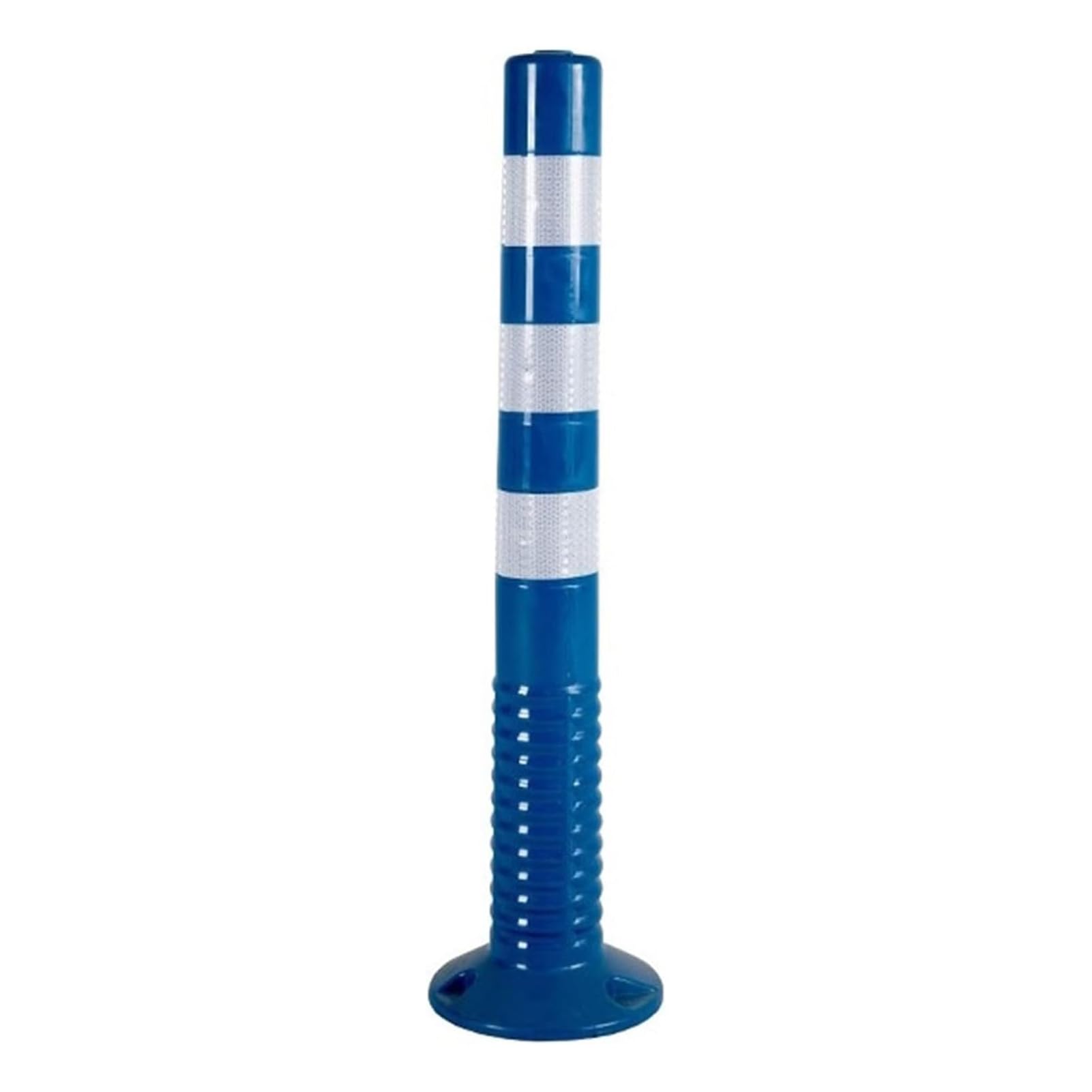 Genérico Poste delimitador de tráfico portátil, bolardo de estacionamiento de Goma Blanda con Bandas Reflectantes, Ideal para estacionamientos y Obras de construcción - Barrera de Seguridad Azul