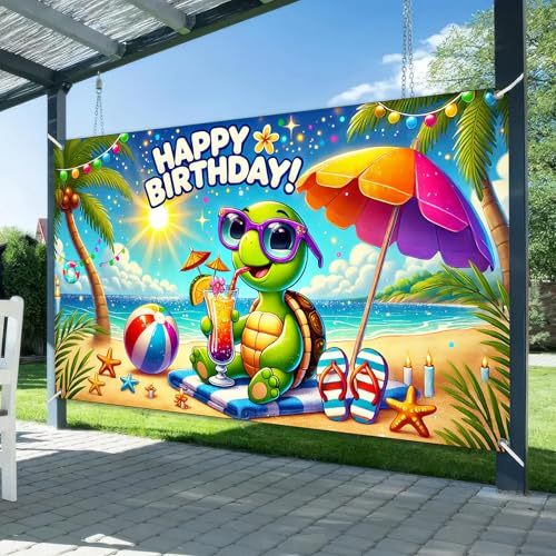 Fondo de cumpleaños BlissYard con diseño de tortuga de mar miniatura 2