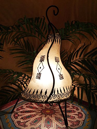 Orientalische Tischlampe Zeliha 42cm Lederlampe Hennalampe Lampe | Marokkanische kleine Tischlampen aus Metall…