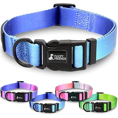 Fuzzy Friends - Blue Sea Ombre Dog Collar with Optional Matching Leash Set. A Cool, Luxury Dog Collar with Boho, tie dye Colors. A Great Girl Dog Collar or boy Dog Collar Cover