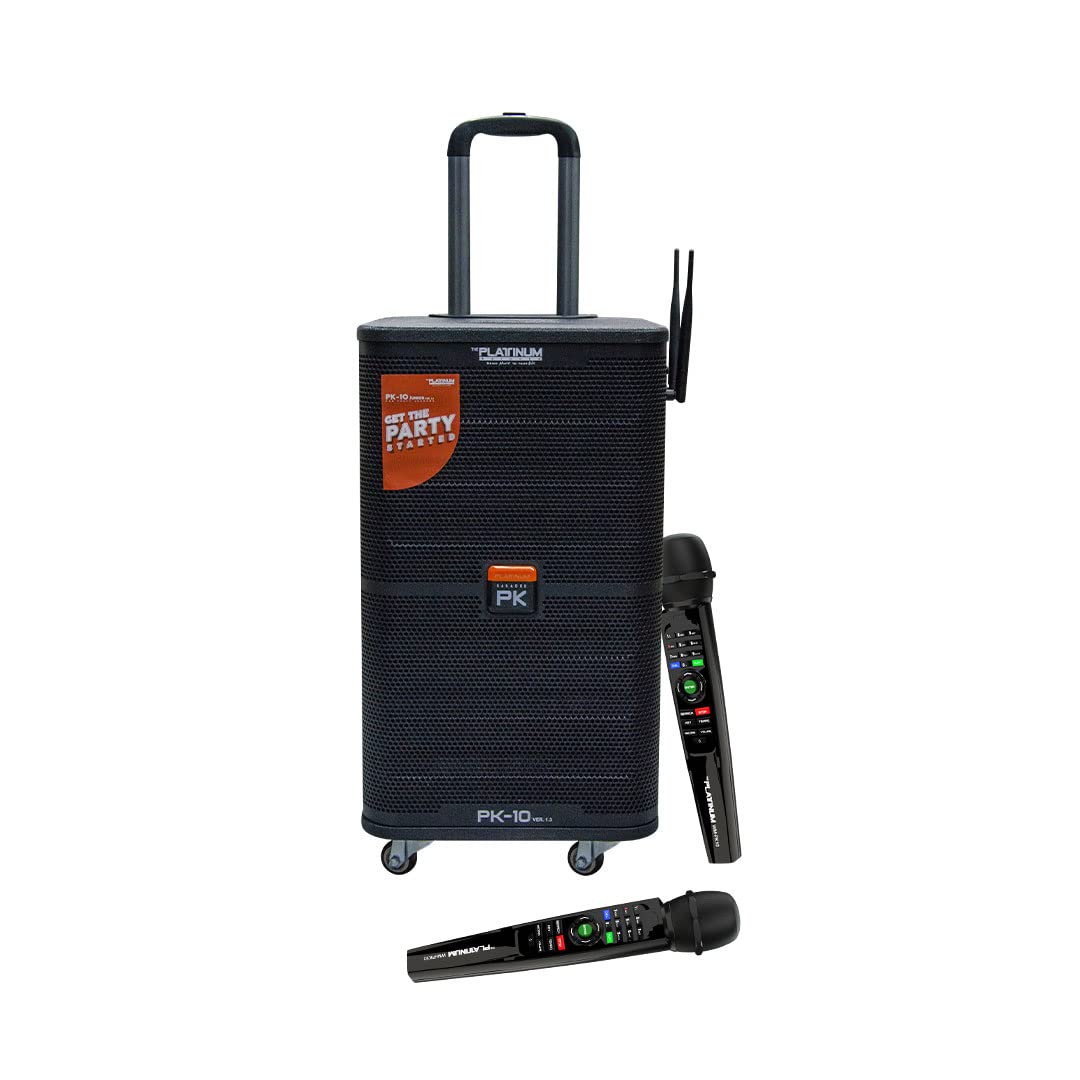 Buy PLATINUM PK10 KARAOKE TROLLY SPK & PARTY JUKEBOX PA SYSTEM WITH 2 W/L MIC HUGE SONG LIBRARY