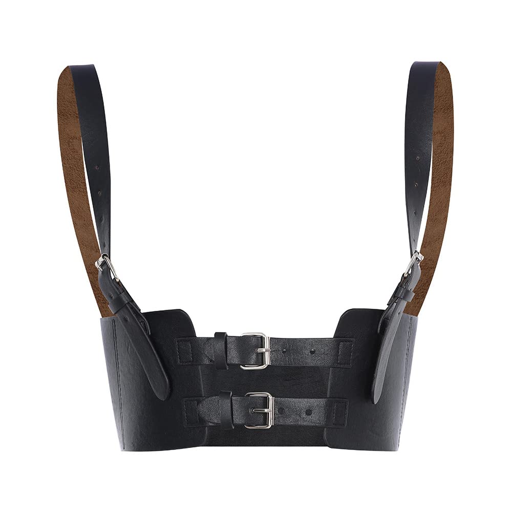 TOFBS Punk Waist Harness Belt Leather Body Chest Chain Black Goth Vest Belt Adjustable Body Jewelry for Women Girls Cosplay Party Rave Halloween Costume