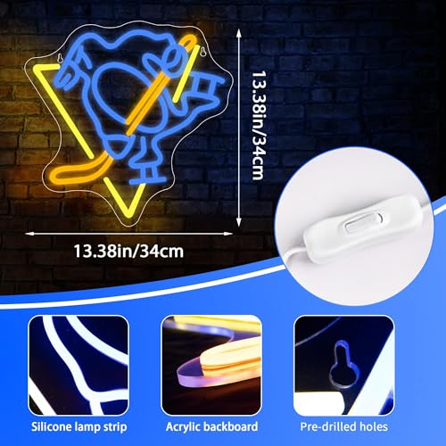 Image of Ice Hockey Neon Sign,Hockey Team Logo Light,Ice Hockey Neon Light Sign,Sports Decor,Hockey Light,Hockey Club Decor,Gifts for Boys,Ice Hockey Fans,Size 13.4 * 13.4 inches(FMXD144)