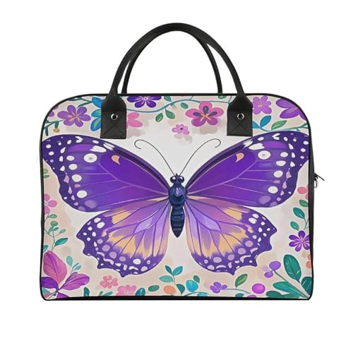 Maletín ligero morado para portátil con mariposa miniatura 1