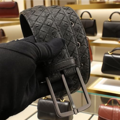 Men's Leather Belt, Stainless Steel Metal Pin Buckle, Oversized, Adjustable Length, Gift for Men2