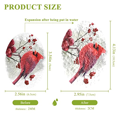 Image of Winter Bird Cardinal Kitchen Sponges Christmas Berry Cleaning Dish Sponges Non-Scratch Natural Scrub Sponge for Kitchen Bathroom Cars pack of 3