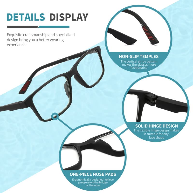 Image of 4 packs of blue block reading glasses (male and female), computer reader, UV block glasses (3.50x)