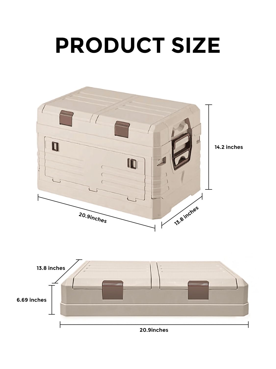 solarplay Faltbare Aufbewahrungsbox 60L mit Deckel, Extra Große Faltbox mit Verstärktem Rahmen, Platzsparend Zusammenklappbar für Auto, Camping, Haushalt & Garten (57.5 x 22 x 40.5cm)