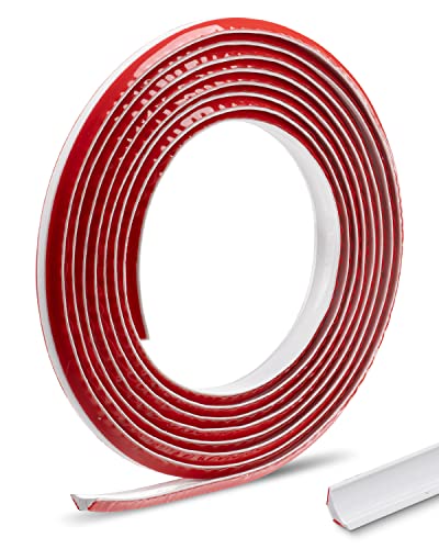 FAKILO PVC Quadrant Trim, 3m Flexible White Tile Trim Molding Trim Self-Adhesive Edging Trim Strip for Wall Ceiling Skirting Board Cabinet Countertop Floor Edges and Corners, 9 * 12mm