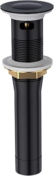 CREA Black Bathroom Drain Stopper, Pop Up Sink Drain with Overflow, Vessel Sink Drain Plug with Anti-Clogging Strainer, All Metal Stainless Steel