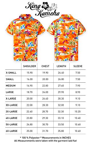 Funky Hawaiian Shirt, Shortsleeve, Flamingos Old, Orange, 3XL