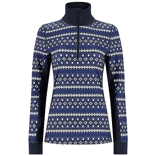 Kari Traa Lune Half Zip Women's Base Layer Top- Polyester Blend Fitted Long Sleeve Knit Thermal Shirt, Azure, L Kari Traa Lune Half Zip Women's Base Layer Top- Polyester Blend Fitted Long Sleeve Knit Thermal Shirt, Azure, L