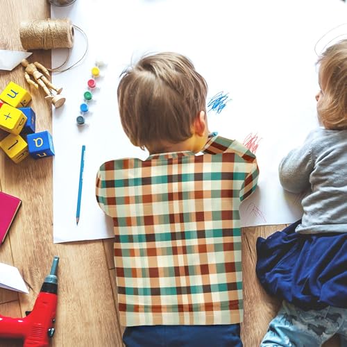 JUNZAN Buffalo Plaid Check Terracotta Kids Girls Hooded Sweatshirt Fleece Sweatshirts for Boys Party 4T 6