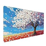 Alfombrilla para Ratón Flor Árbol,Mouse Pad 900x500x3mm Fondo de Goma Antideslizante,Mejora la precisión y la Velocidad,sujeción Estable en Superficies,para Jugadores de PC Alfombrilla de Ratón k-672