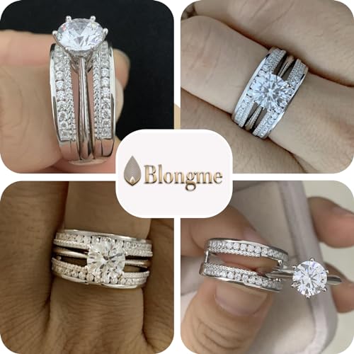 Blongme Ring Enhancer Cathedral and Classic Enhancer Ring Guard for Engagement Ring Stackable Rings 925 Sterling Silver AAAAA Cz Silver Yellow Gold Size 4-122