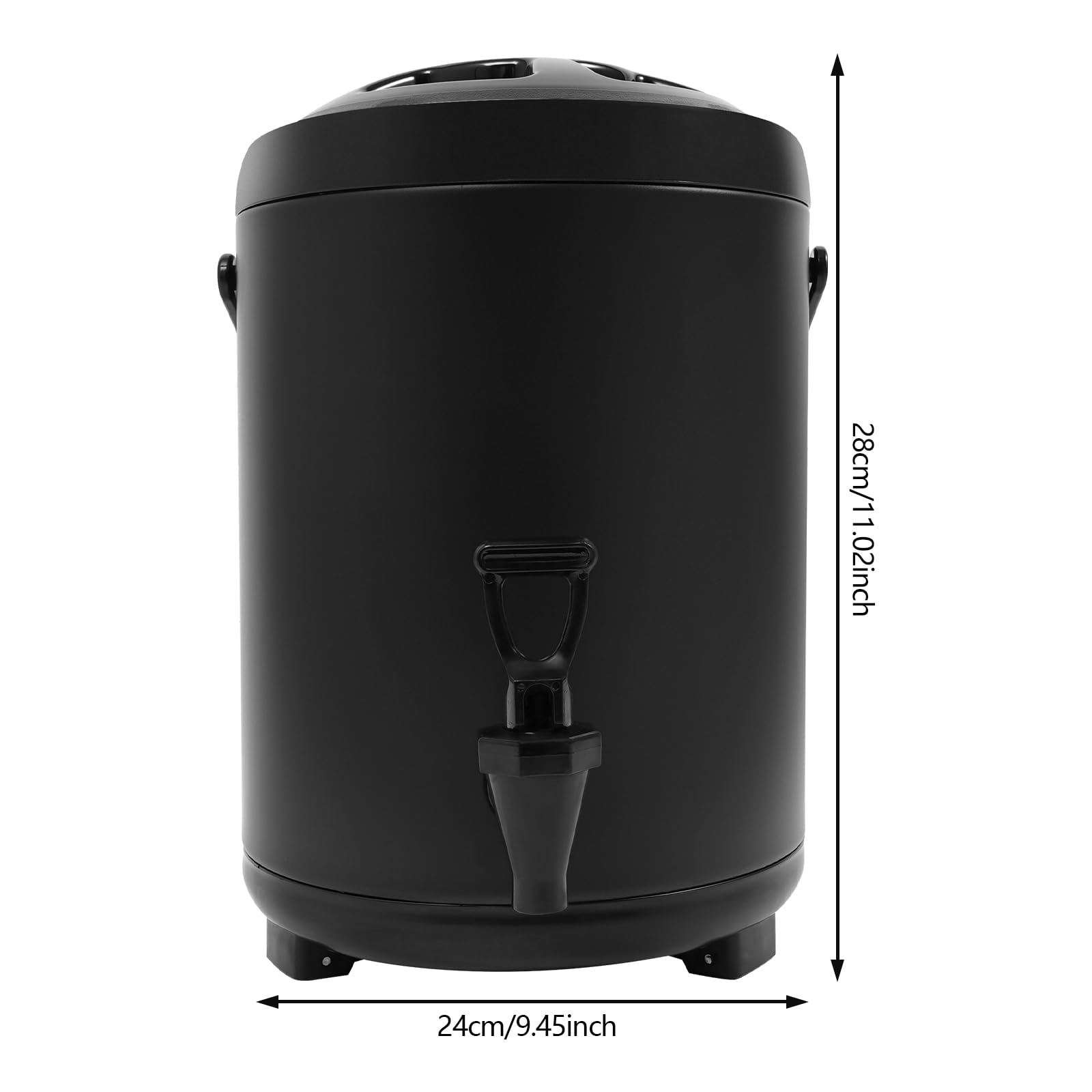 Contenitore termico con rubinetto, dispenser di bevande calde e fredde, 6 l, in acciaio inox, per caffè, latte freddo, acqua, succo (nero)