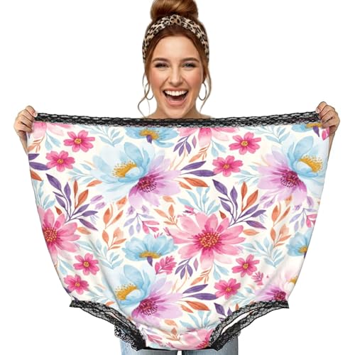 Chintiz Ropa interior divertida para mujeres y hombres, ropa interior gigante con diseño floral en acuarela, para abuela, Navidad, novia, boda, regalos de broma