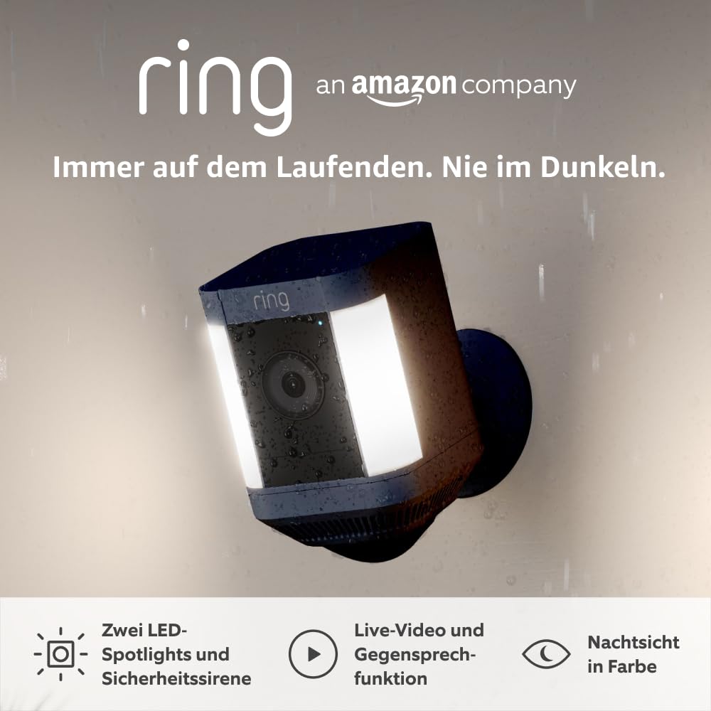 Ring Spotlight Kamera Plus Akku (Spotlight Cam Plus) | Überwachungskamera aussen mit WLAN, HD-Video, LED-Strahler, Nachtsicht… – Ansicht 2