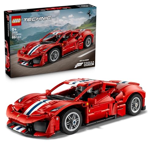 LEGO Technic Auto Ferrari 488 PISTA - Macchina Giocattolo con Motore V8, Sterzo e Differenziale - Decorazione da Cameretta - Regalo per Gamer, Bambini e Fan degli Sport Motoristici da 9 Anni - 42235
