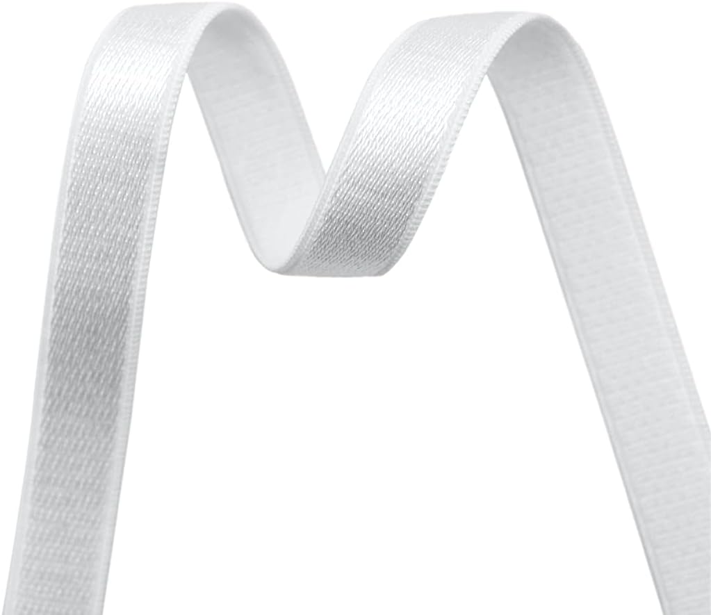 DIY PARK 5 Yard 3/8" 10mm Shiny Nylon Elastics Spandex Satin Bands Shoulder Tapes Bra Strap Underwear Lingerie Sewing Trim (White)
