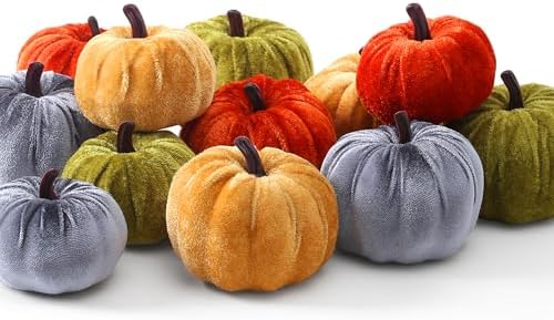 SITUMEIZI Assorted Small Velvet Pumpkins Thanksgiving Table Cente...