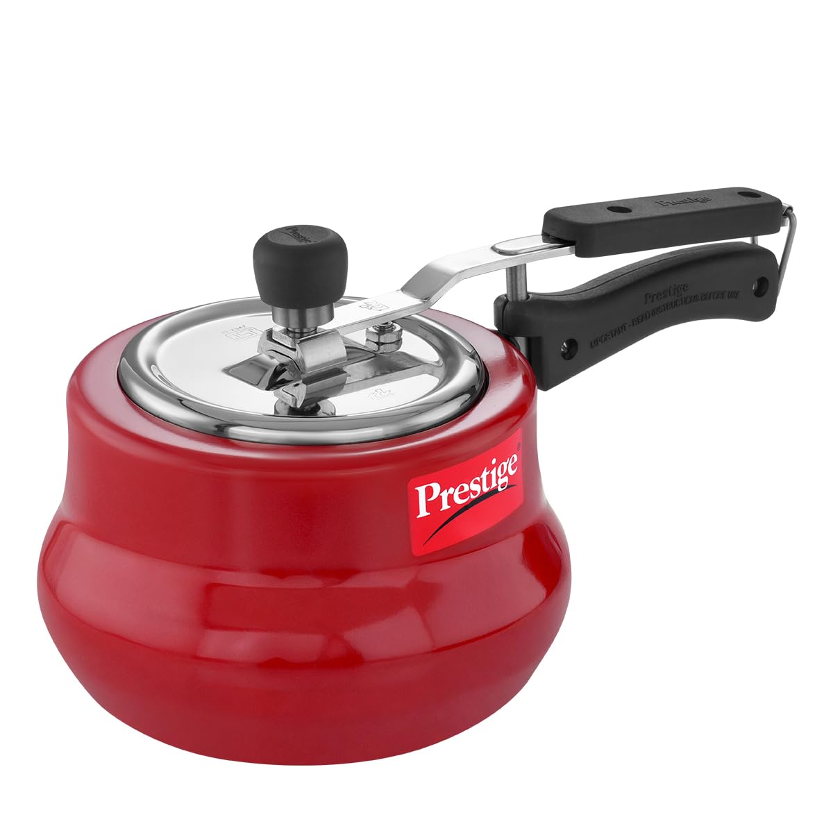 Prestige 3 Litre Aluminium Nakshatra Duo Inner Lid Pressure Cooker | Stainless Steel Lid | Handi | Deep Lid for Spillage Control | Anti-Bulge Base | Gas & Induction Compatible | Red |5Y Warranty | ISI