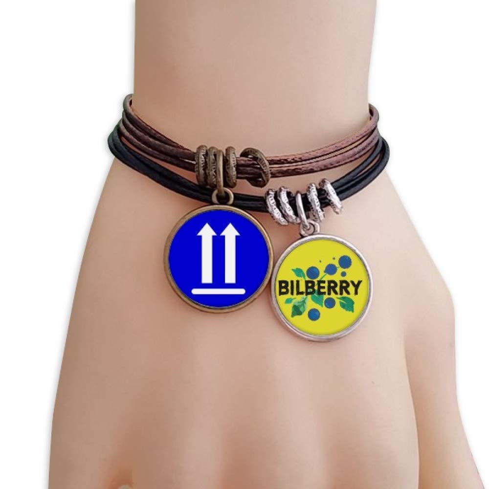 Upwards Blue Square Warning Mark Bracelet Rope Bilberry Fruit Health Wristband