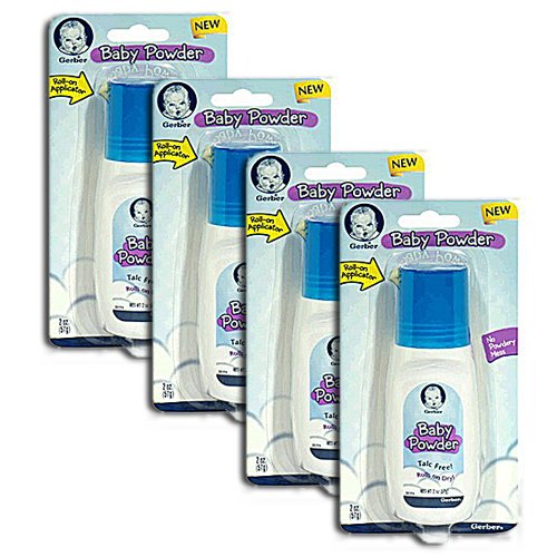 4-PACK Gerber Baby Powder, Roll-On Applicator, 2 oz (57g)