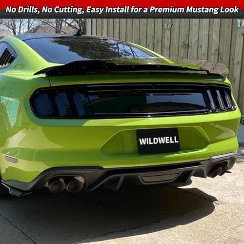 Image of WildWell Trunk Decklid Panel Compatible with 2015-2023 Ford Mustang | Rear Decklid Panel Trim Center Boot Cover Exterior Accessory Glossy Black