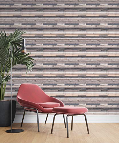Image of DWELLSINDIA 3D Natural Wood Self Adhesive Peel and Stick PVC Wallpaper Waterproof, Scratch Resistant, Laminated (41CM X 244CM, Natural, Multicolor)