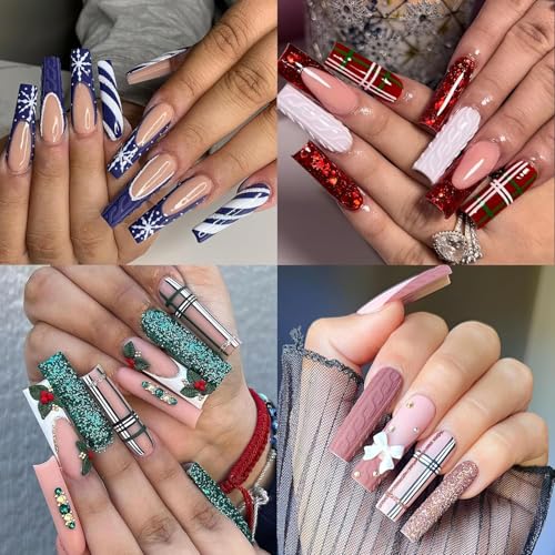 Image of UNA GELLA No C Curve Nail Tips 504 PCS Extra Long XXL Tapered Square Nail Tips Half Cover Nails tips Straight Shape For French Acrylic Nails False Fake Clear Tips Square Shape with Box