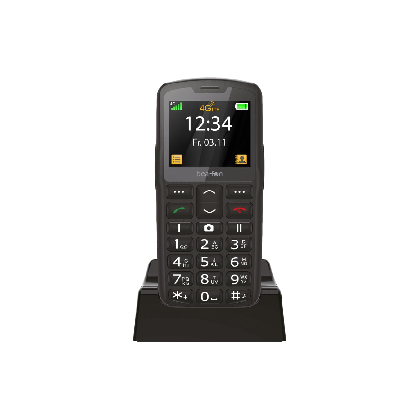 Beafon, SL260 LTE 4G, Silverline, telefon z przyciskiem, telefon komórkowy dla seniorów z przyciskiem alarmowym SOS, kompatybilny z aparatami słuchowymi, M4/T4, sygnał świetlny, wyświetlacz 2,2" (5,58