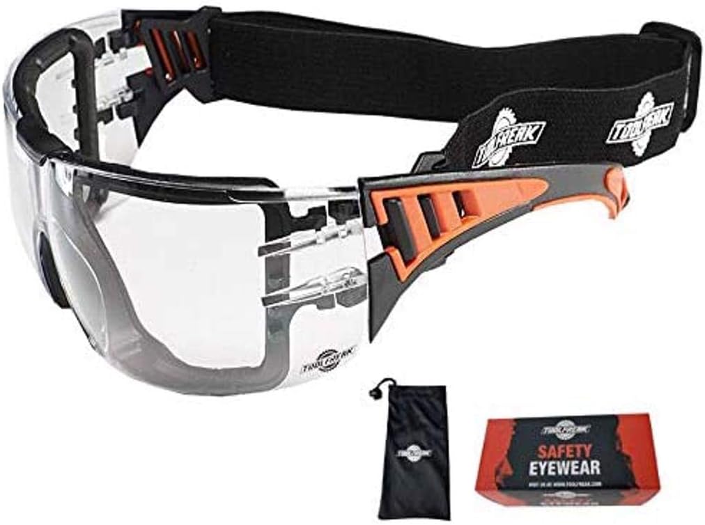 ToolFreak Rip Out Safety Glasses for Work and Sport Feature Clear Wraparound Lenses with Foam Padding